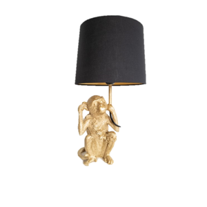 Bordlampe abe i guldfarvet.